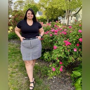 Black and White Striped Skirt